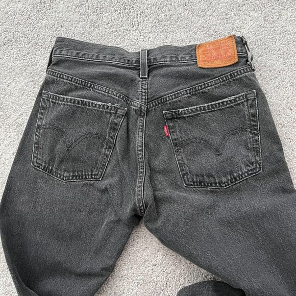 Women's Distressed Levi's Premium 501S Button Fly High Rise 26x28 - Black wash - Picture 4 of 6